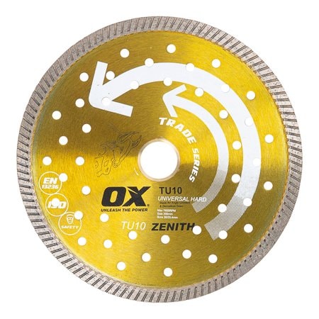 Ox Tools Trade Turbo Universal/Hard Diamond Blade, Diameter: 8" / 203mm, Bore: DM-7/8" - 5/8" / 22mm - 15mm OX-TU10-8
